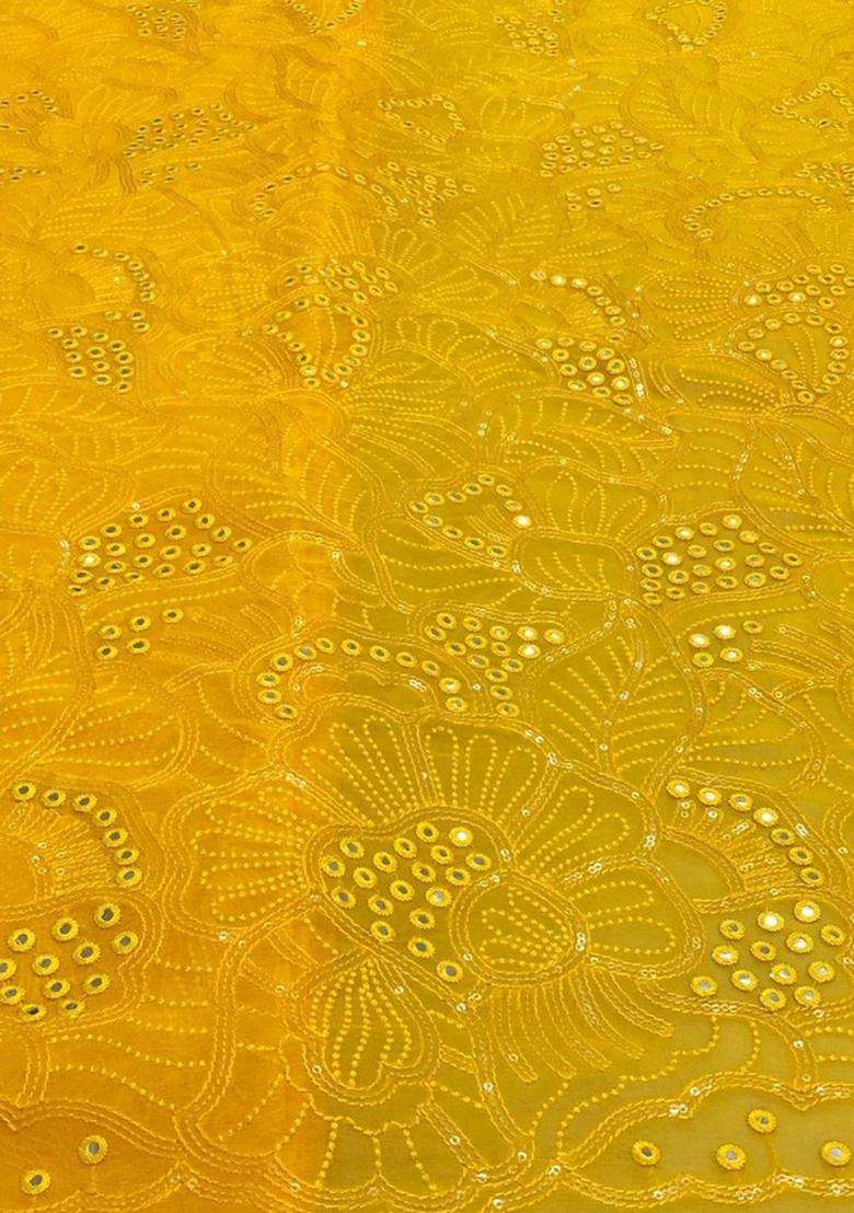Mustard Mirror Work Viscose Kurta Set - Indya
