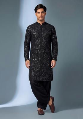 Black Mirror Work Viscose Kurta Set