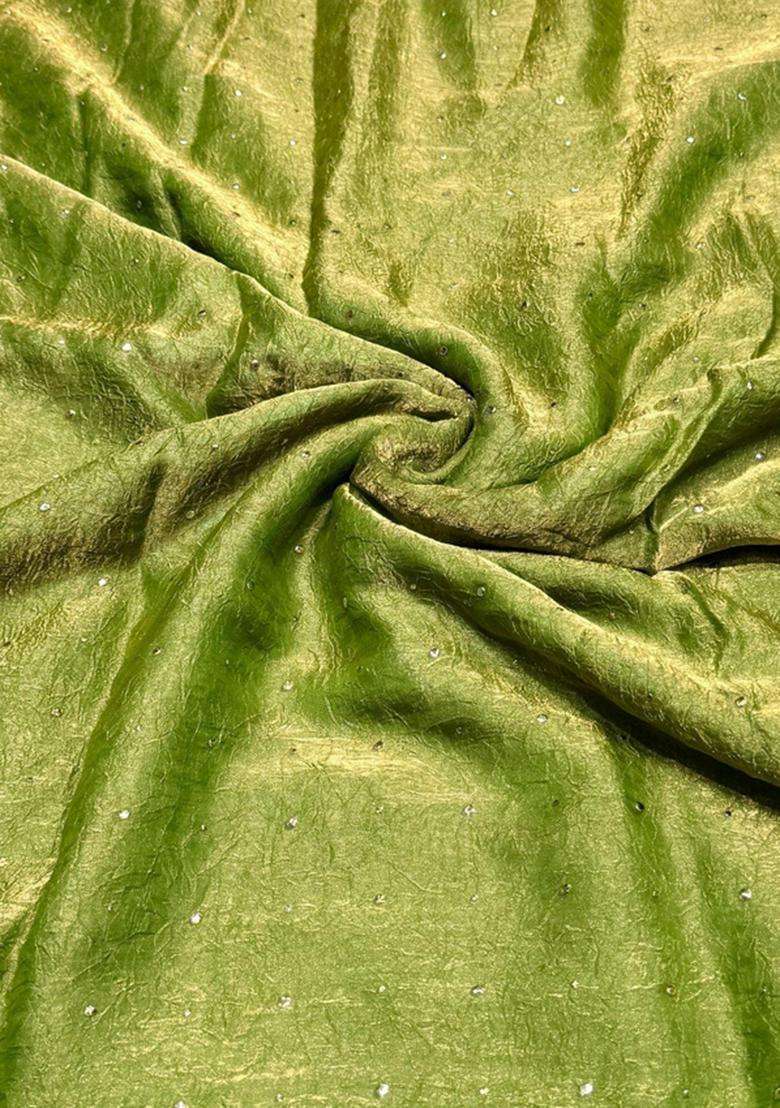 Green Embroidered Crepe Kurta Set - Indya