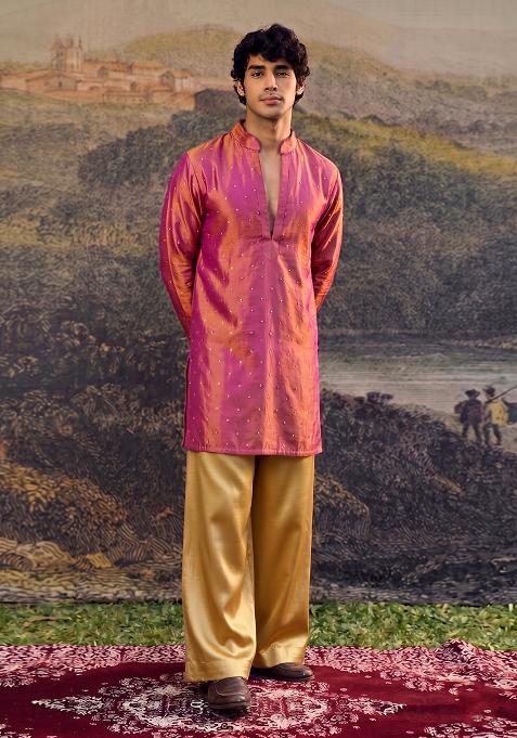 Magenta Solid Crepe Kurta Set
