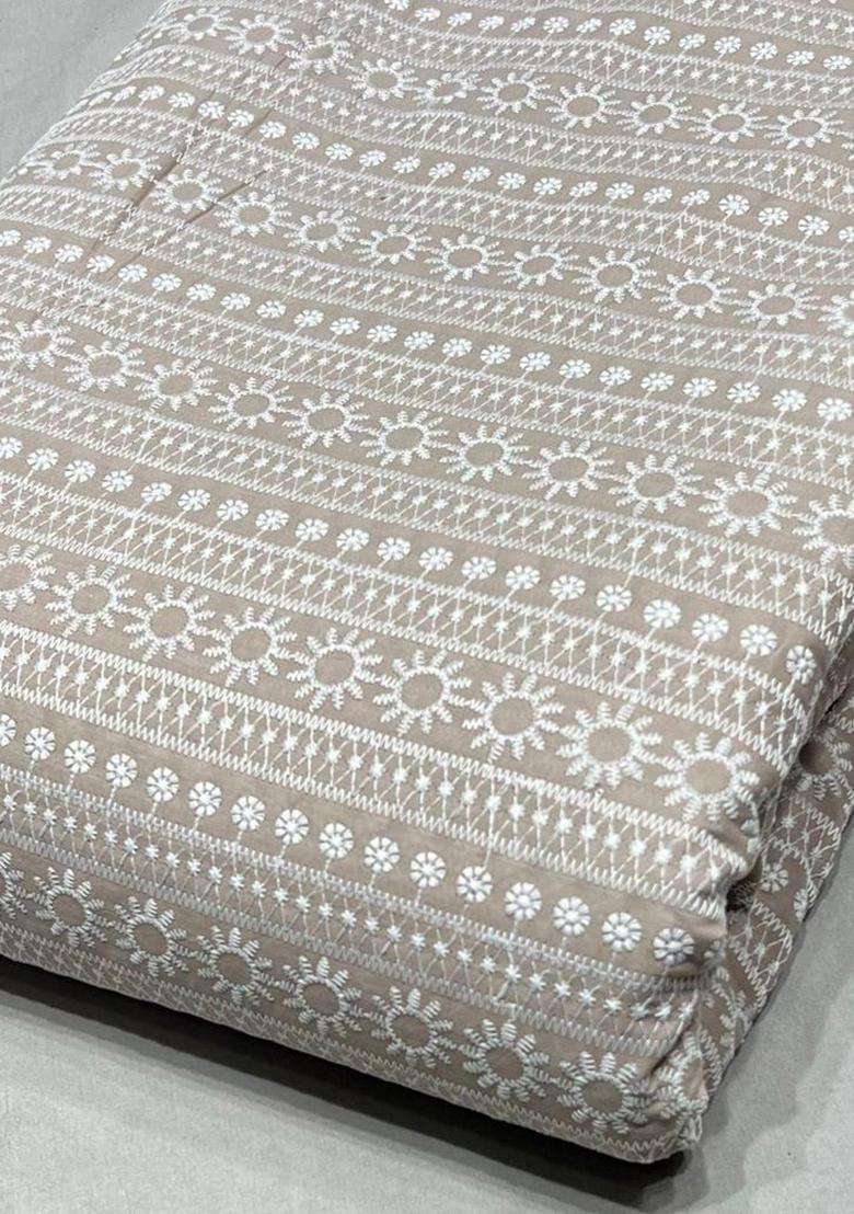 Grey Embroidered Cotton Kurta Set For Men - Indya