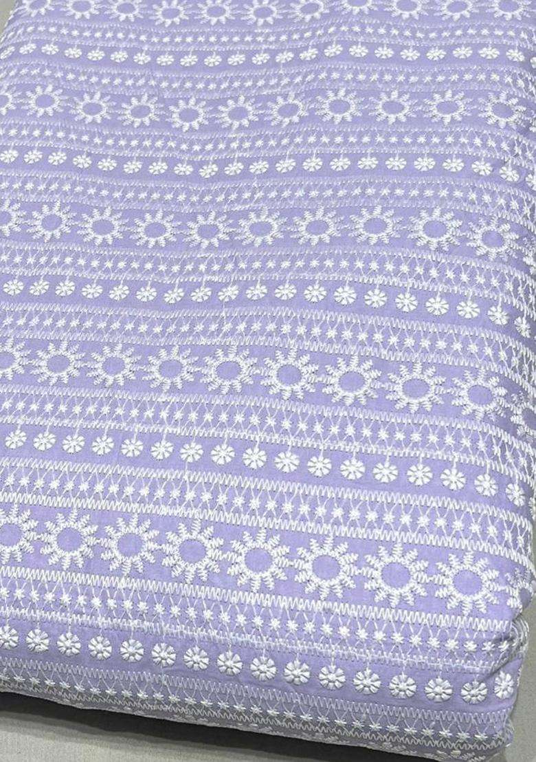Lilac Embroidered Cotton Kurta Set For Men - Indya