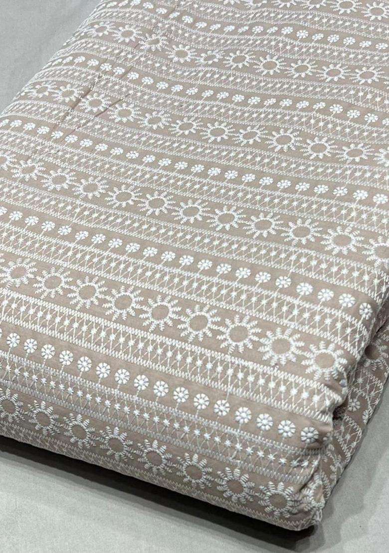 Beige Embroidered Cotton Fusion Set For Men - Indya