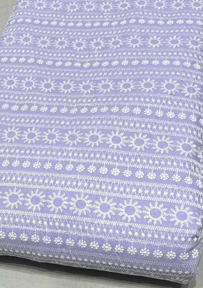 Lavender Embroidered Cotton Fusion Set For Men - Indya