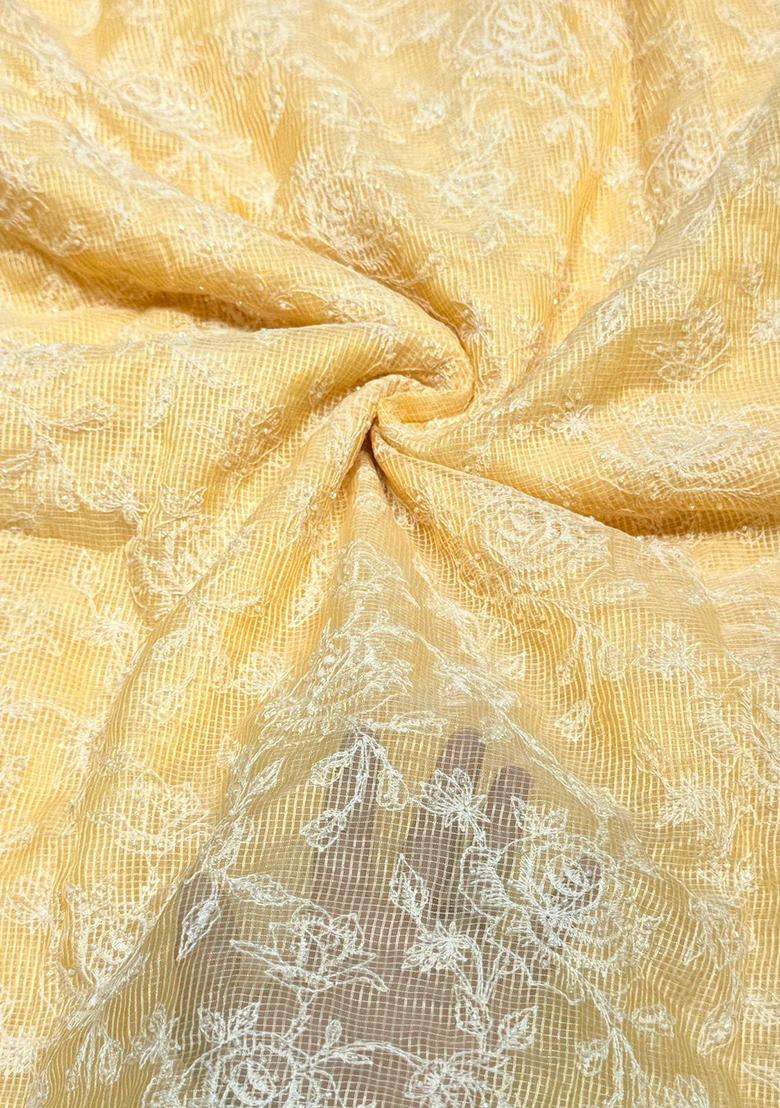 Pastel Yellow Embroidered Cotton Kurta Set For Men - Indya