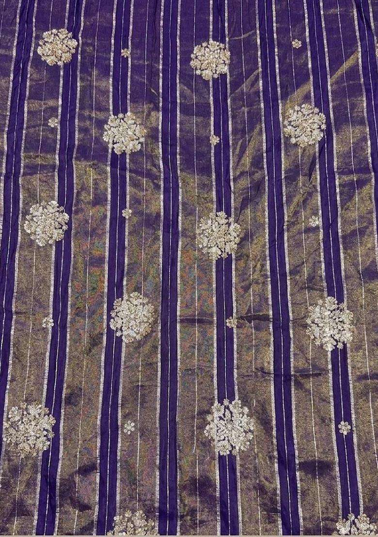Royal Purple Embroidered Tissue Kurta Set For Men - Indya