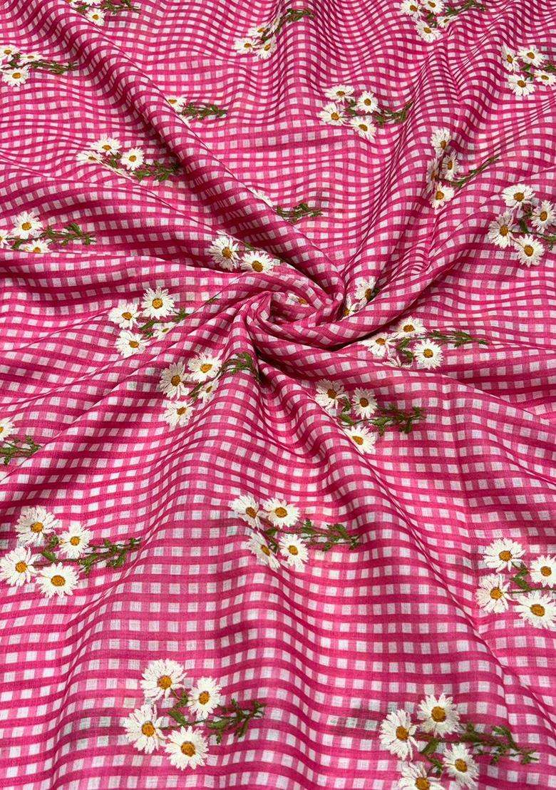 Pink Embroidered Linen Kurta Set For Men - Indya