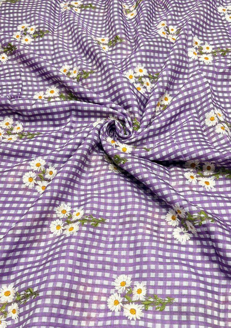 Lilac Embroidered Linen Kurta Set For Men - Indya