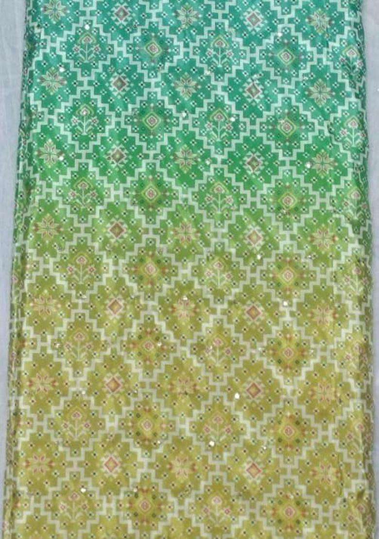 Olive Green Printed Silk Blend Kurta Set For Men - Indya