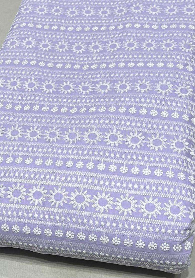 Lavender Embroidered Cotton Kurta Set For Men - Indya