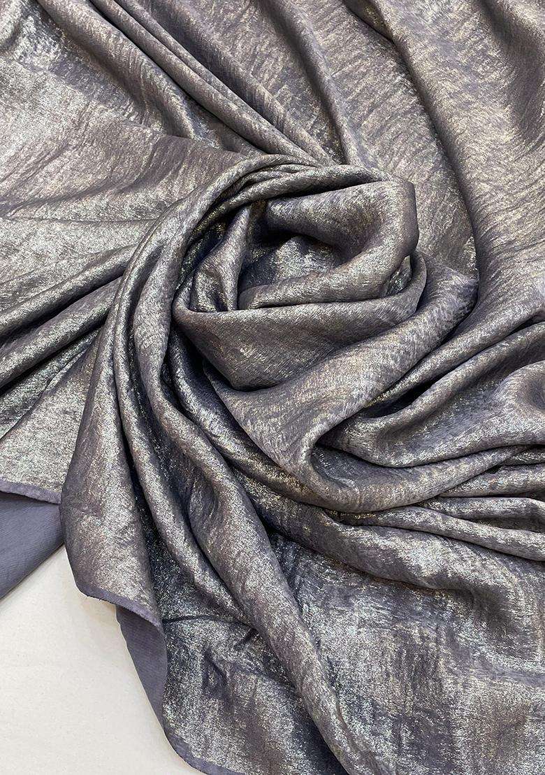 Charcoal Grey Solid Crepe Kurta Set For Men - Indya