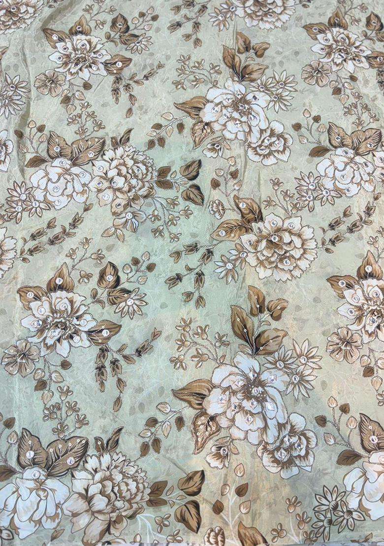 Mint Green Printed Crepe Kurta Set For Men - Indya