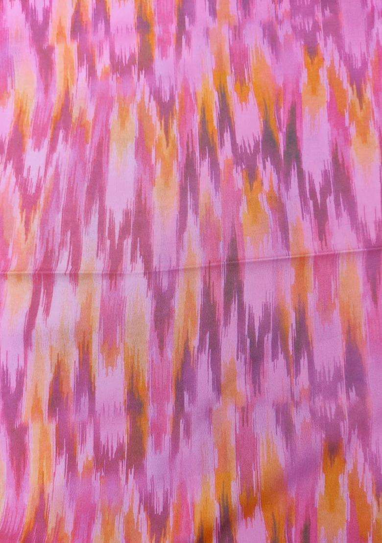 Pink Printed Crepe Kurta Set For Men - Indya
