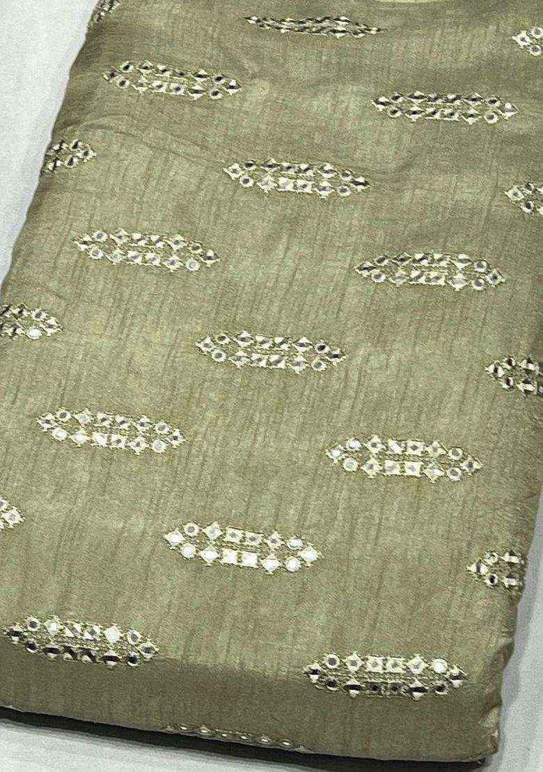 Sage Green Sequin Silk Blend Kurta Set For Men - Indya