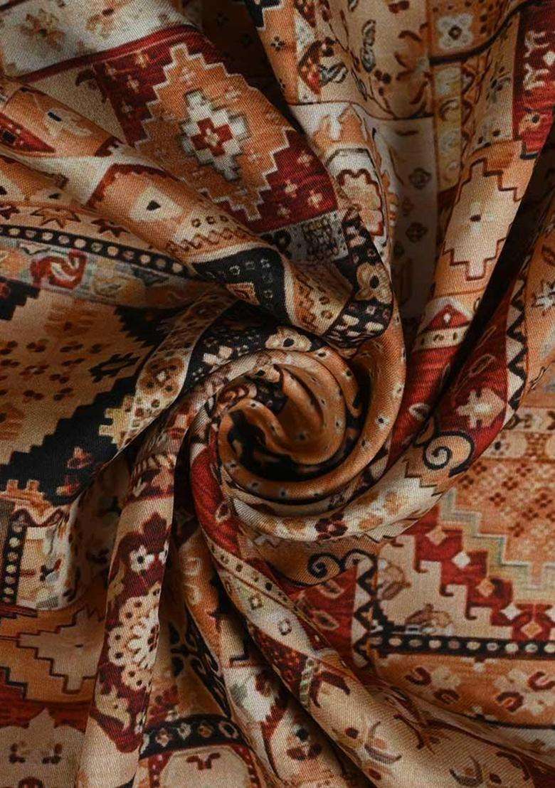 Multicolor Printed Satin Kurta Set For Men - Indya