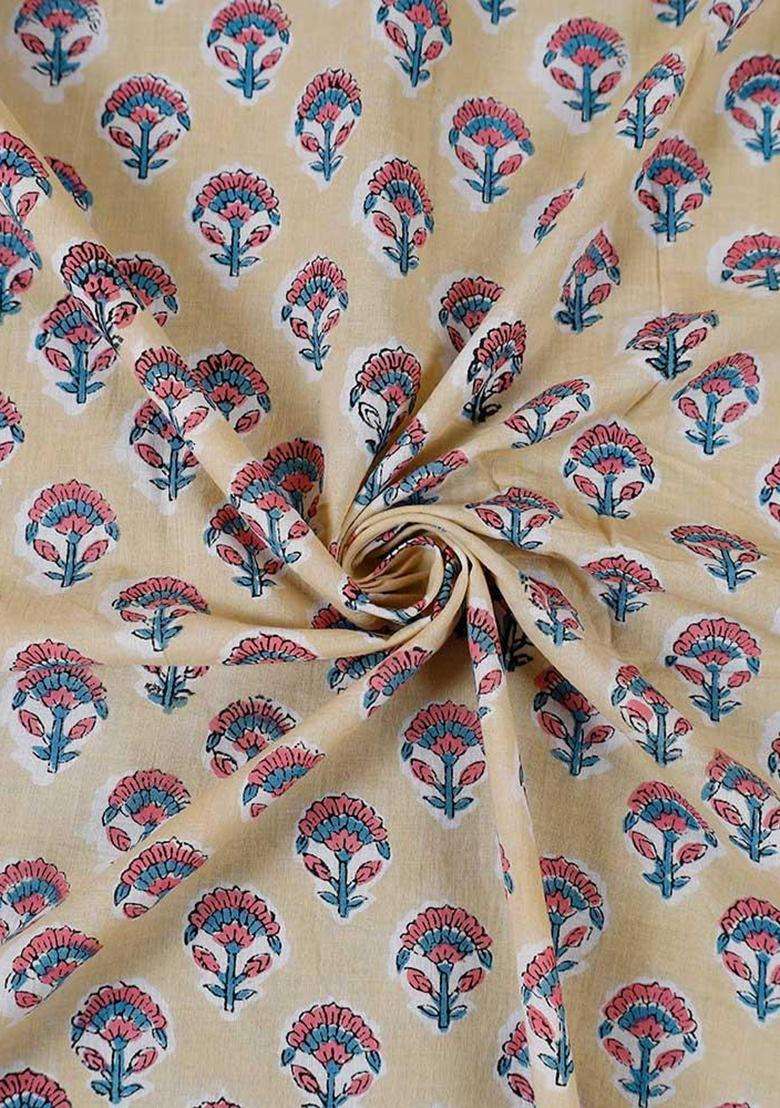 Peach Printed Cotton Kurta Set For Men - Indya