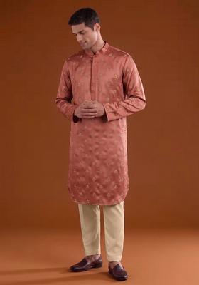 Rust Handwork Satin Kurta Set