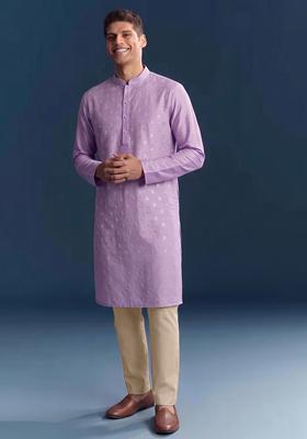 Lilac Handwork Silk Blend Kurta Set