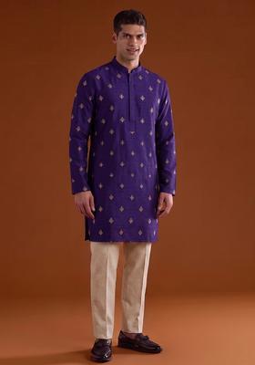 Royal Purple Handwork Satin Kurta Set