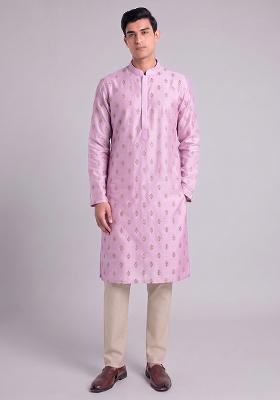 Lilac Handwork Silk Blend Kurta Set