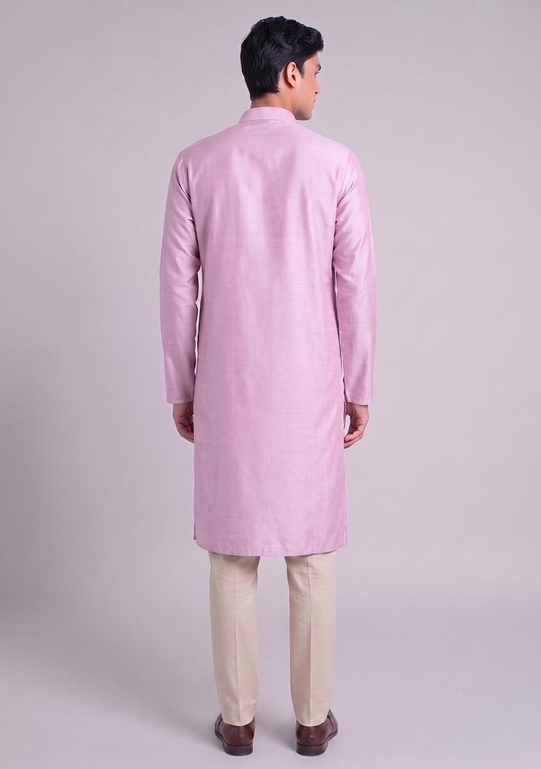 Lilac Handwork Silk Blend Kurta Set - Indya