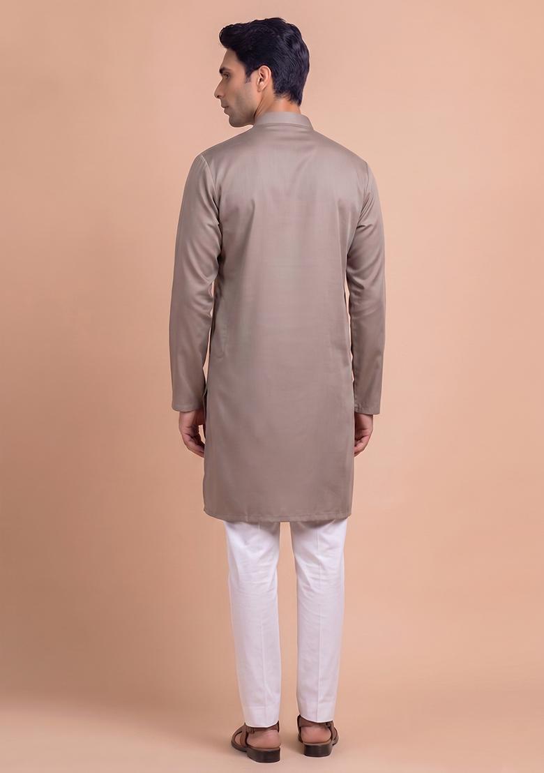 Grey Handwork Silk Blend Kurta Set - Indya
