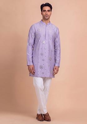 Lavender Handwork Silk Blend Kurta Set