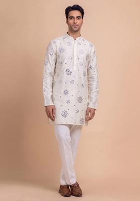 Ivory Handwork Silk Blend Kurta Set