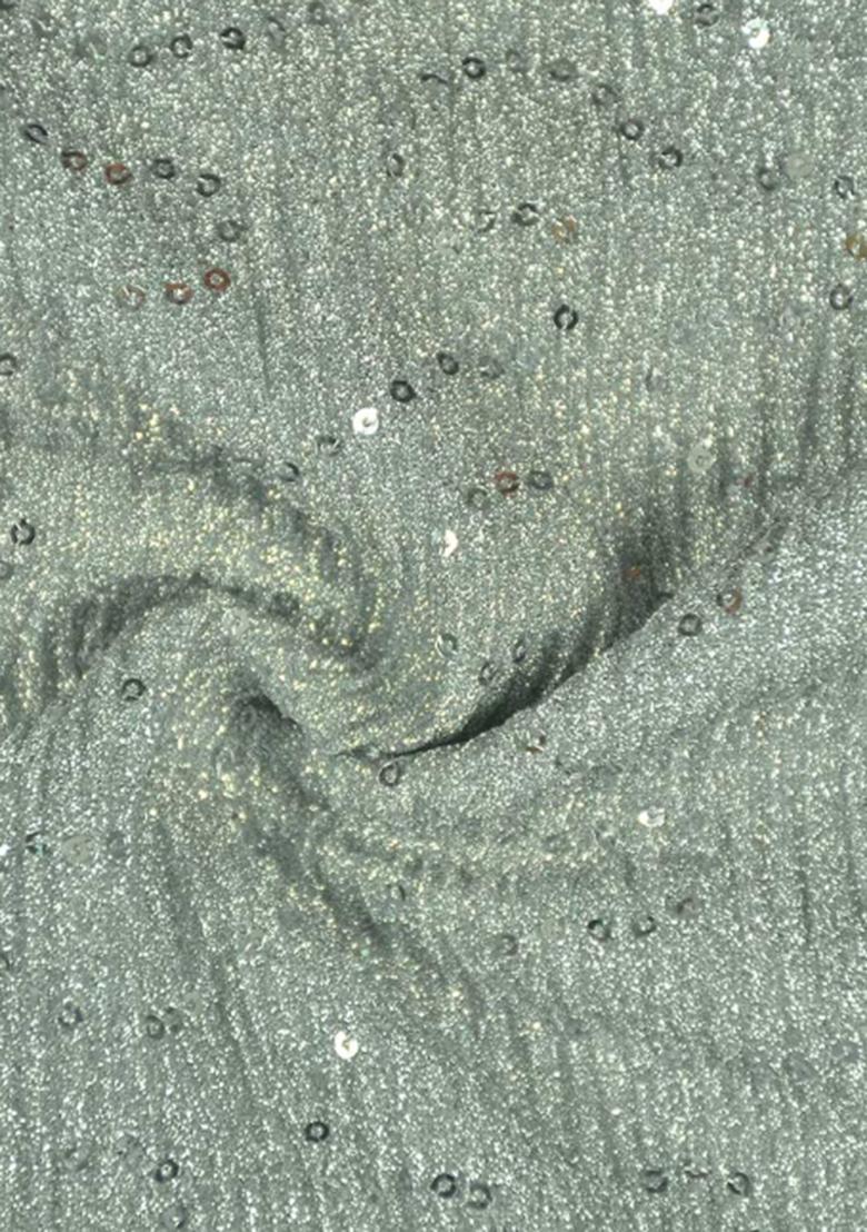 Grey Embellished Lurex Pre Draped Saree Set