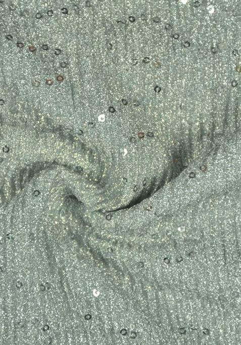 Grey Embellished Lurex Pre Draped Saree Set