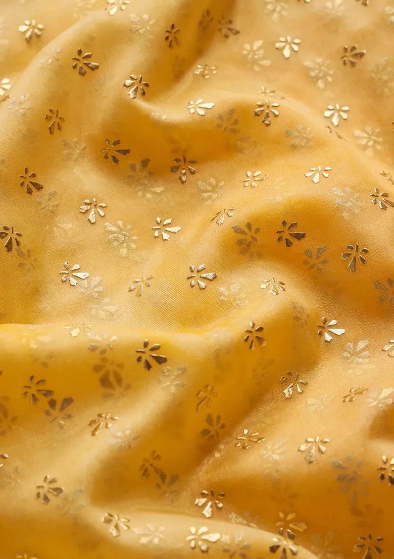 Yellow Printed Organza Sharara Set - Indya