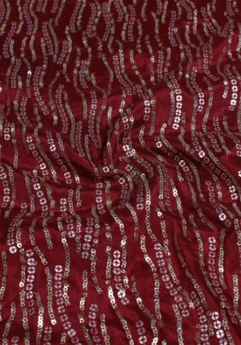 Maroon Embroidered Chiffon Pre Draped Saree Set
