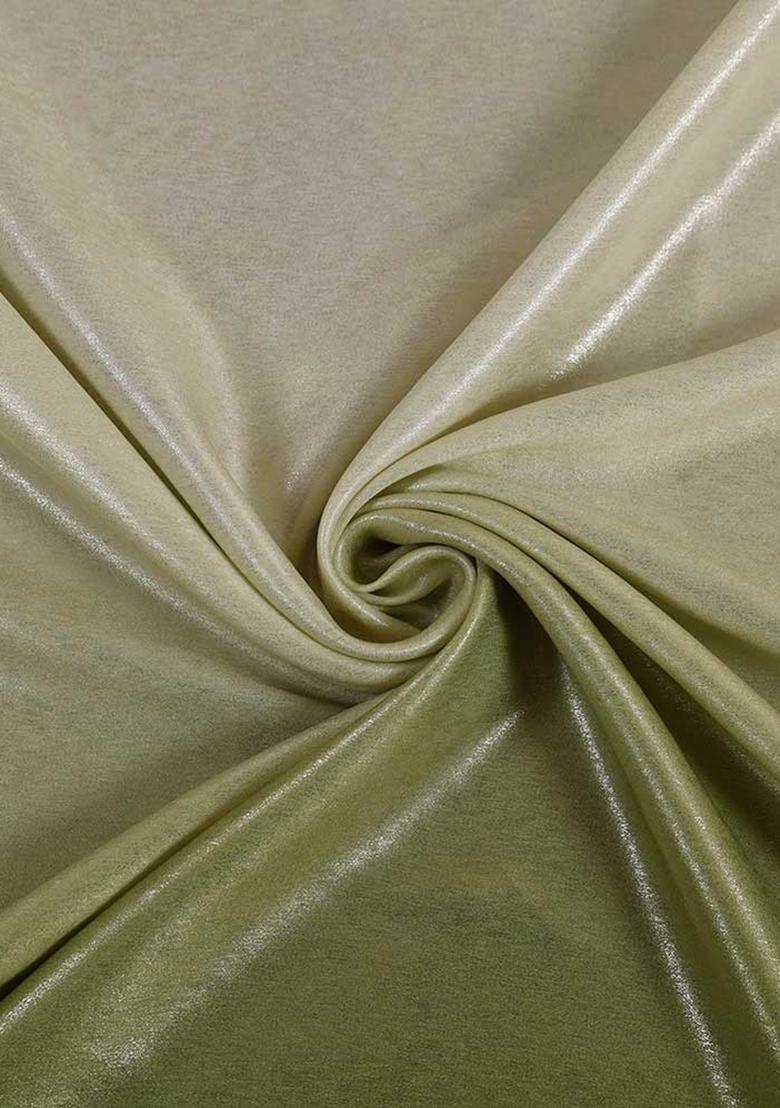 Green And Cream Ombre Shaded With Foil Print Milano Satin Pre Draped Saree Set