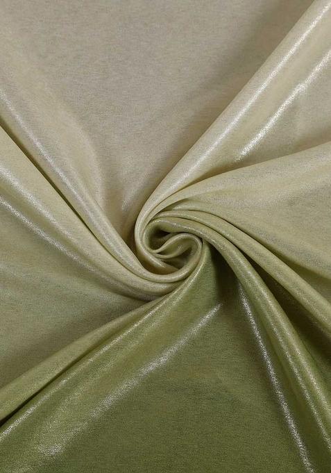 Green And Cream Ombre Shaded With Foil Print Milano Satin Pre Draped Saree Set