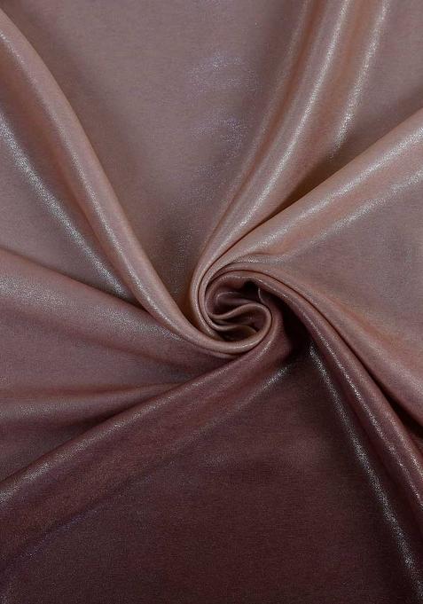 Brown And Peach Ombre Shaded With Foil Print Milano Satin Pre Draped Saree Set