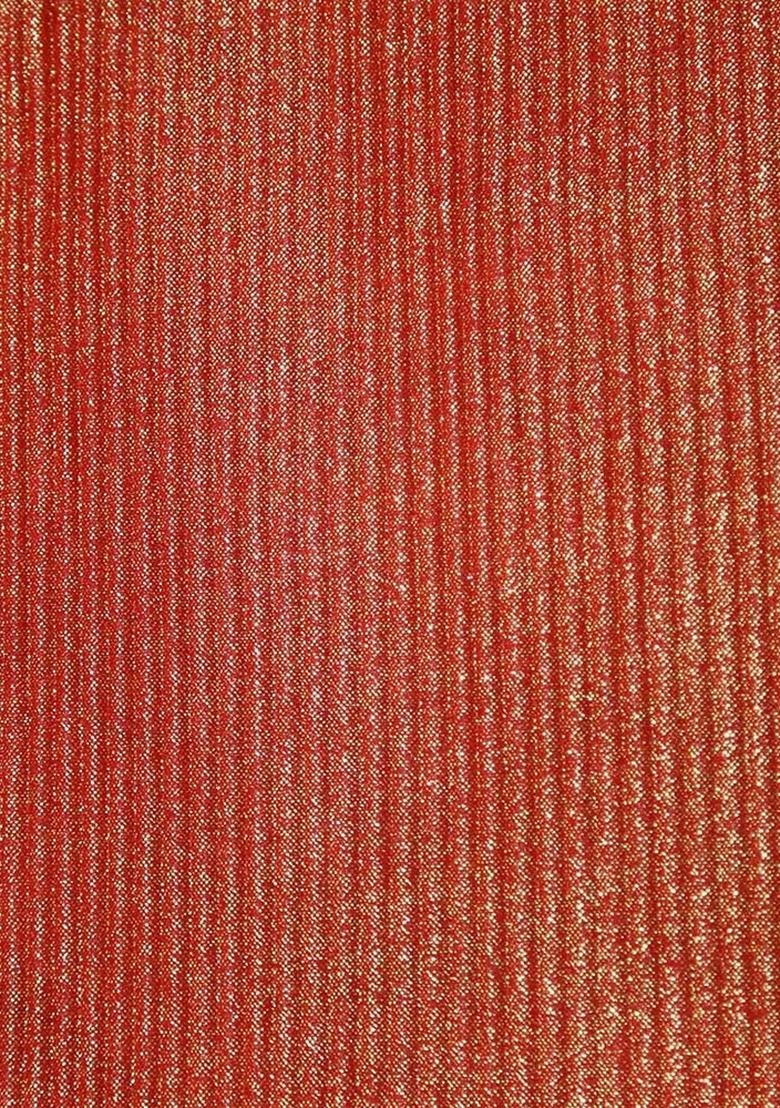 Red Foil Printed Knit Saree Set