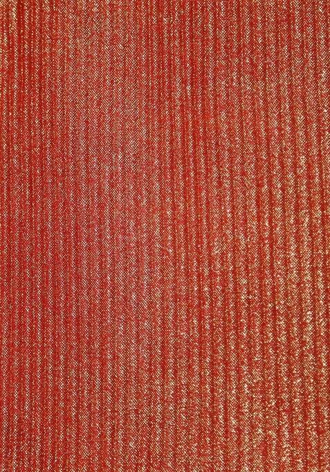 Red Foil Printed Knit Saree Set