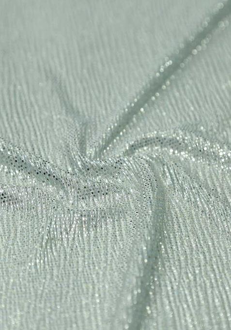 Light Blue Jacquard Knit Pre Draped Saree Set