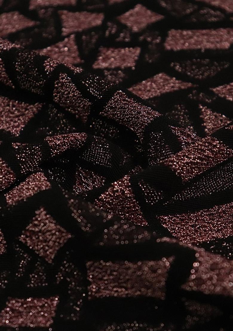 Black and copper Knit Lehenga Set - Indya