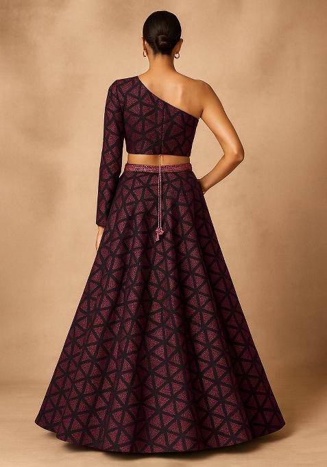 Black and copper Knit Lehenga Set