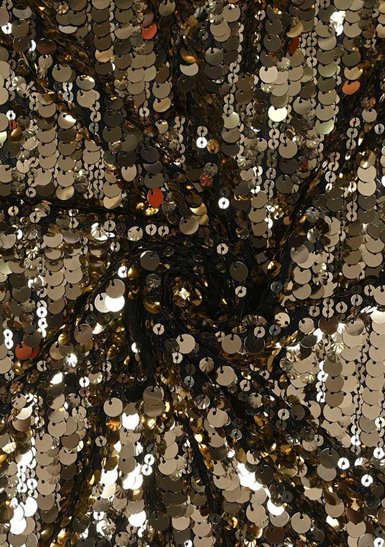 Golden Embellished Net Pre Draped Saree Set