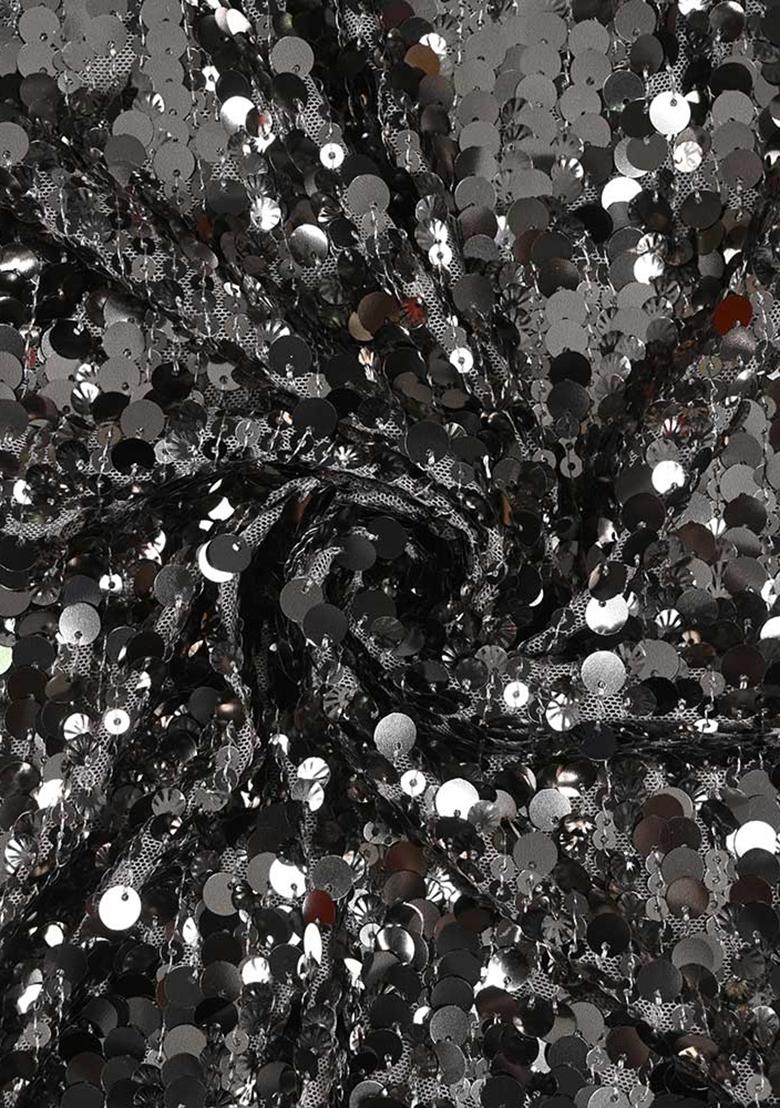 Chiku Brown Embellished Net Pre Draped Saree Set