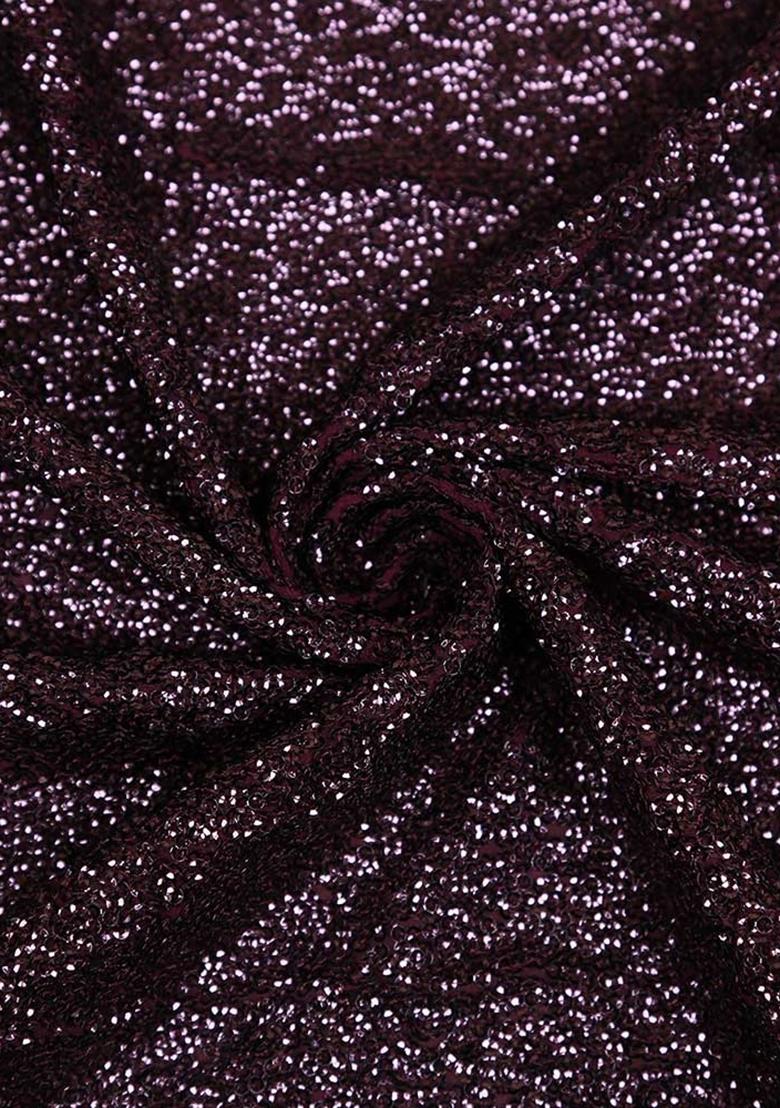 Wine Sequin Embellished Georgette Saree set