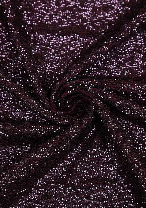 Wine Sequin Embellished Georgette Saree set