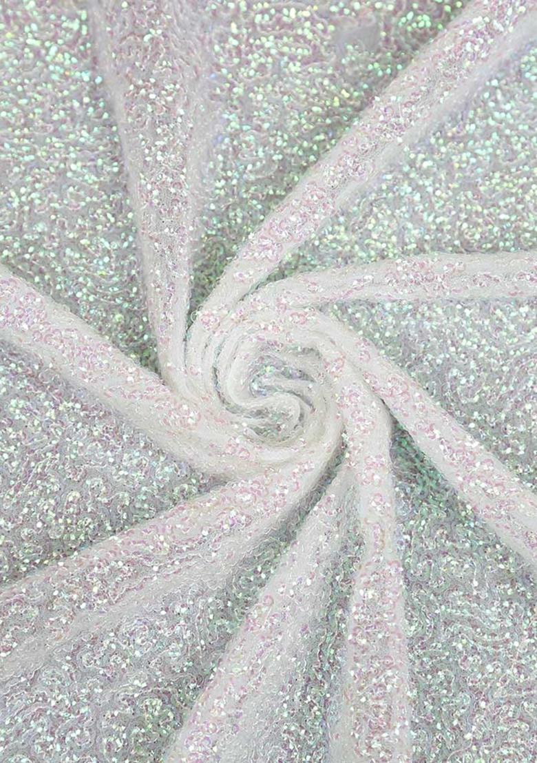 White Embellished Georgette Pre Draped Saree Set