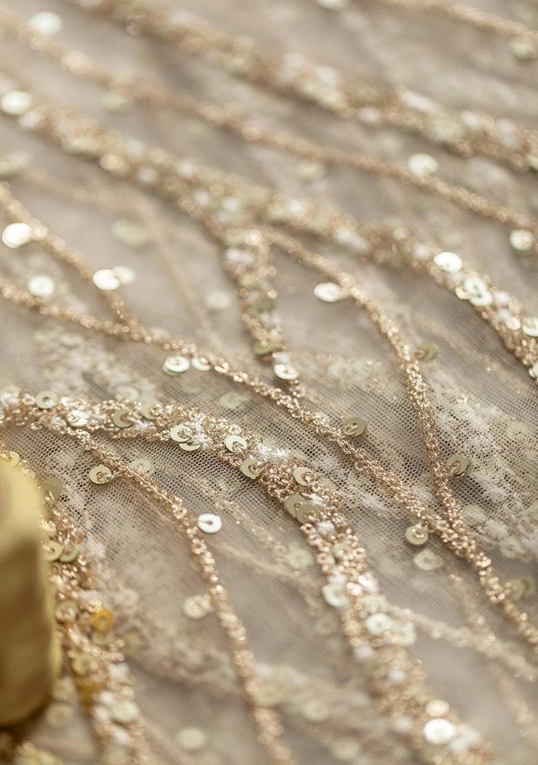 White Embellished Net Saree set - Indya