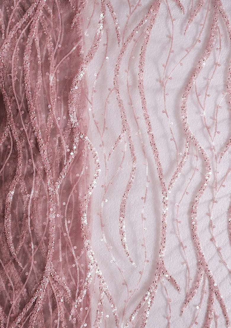 Mauve Embellished Net Pre Draped Saree Set - Indya