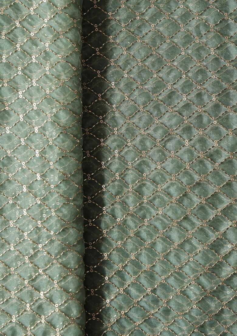 Olive Embroidered Organza Pre Draped Saree Set