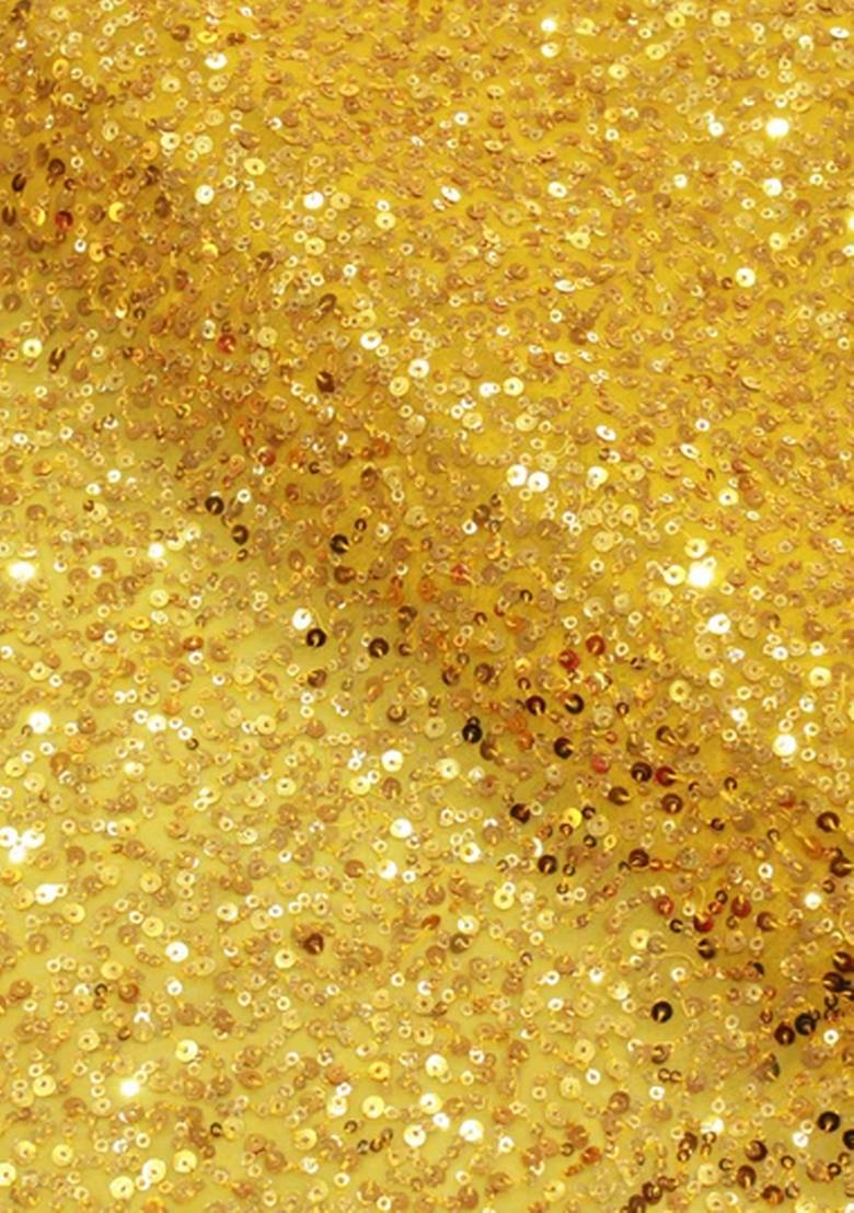 Yellow Embroidered Georgette Pre Draped Saree Set - Indya