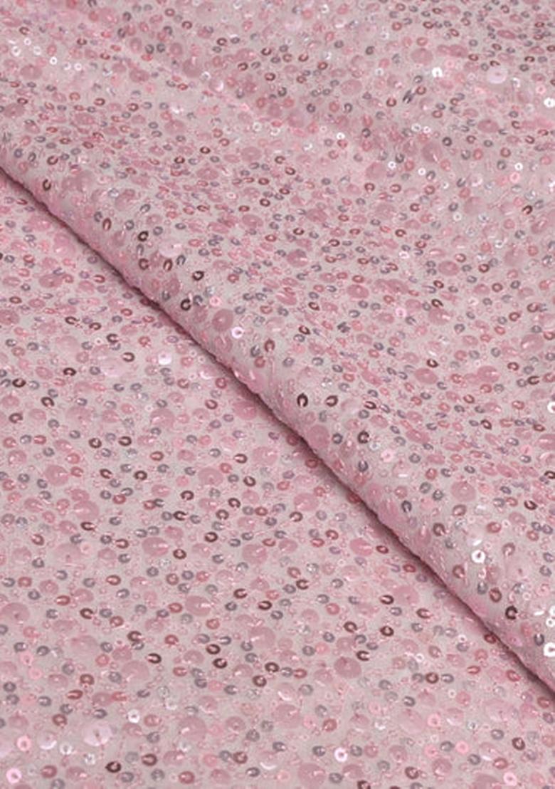 Pink Embroidered Georgette Pre Draped Saree Set - Indya